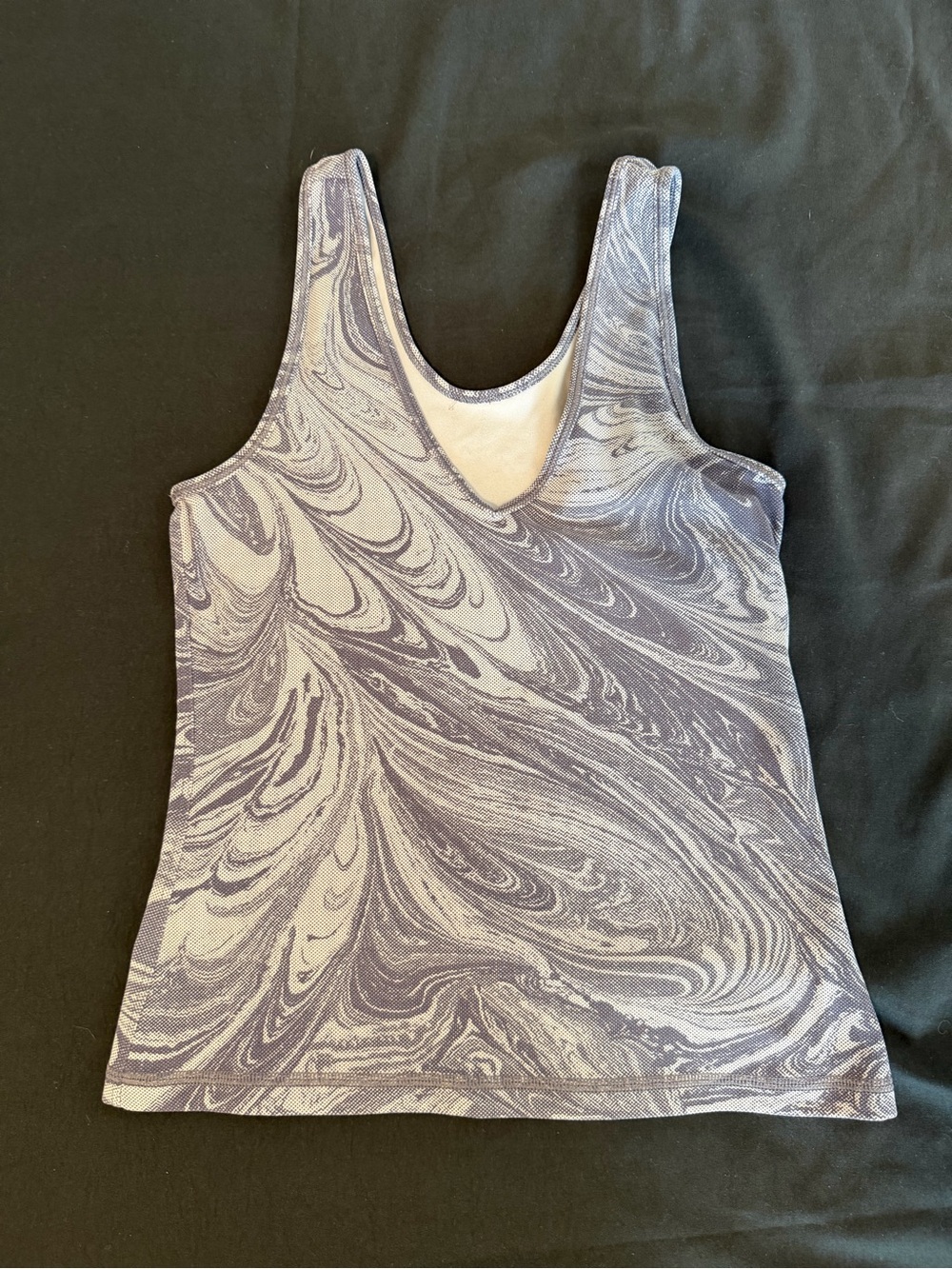 Athleta Marble-Print V-Neck Muscle Tank - Gray & White